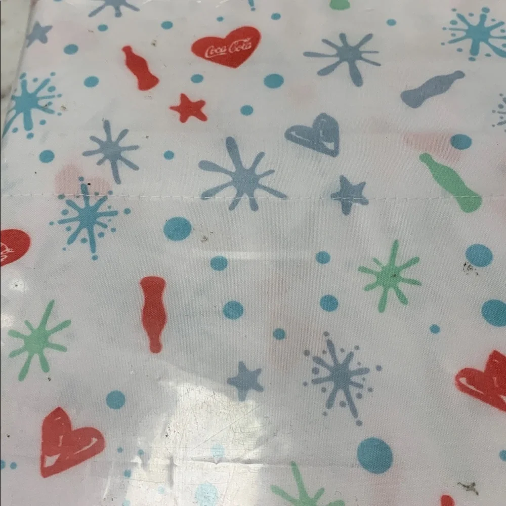 Coca-Cola king size 4-Pc Sheet Set NEW RARE.. Red Blue & Mint Coca Cola decor